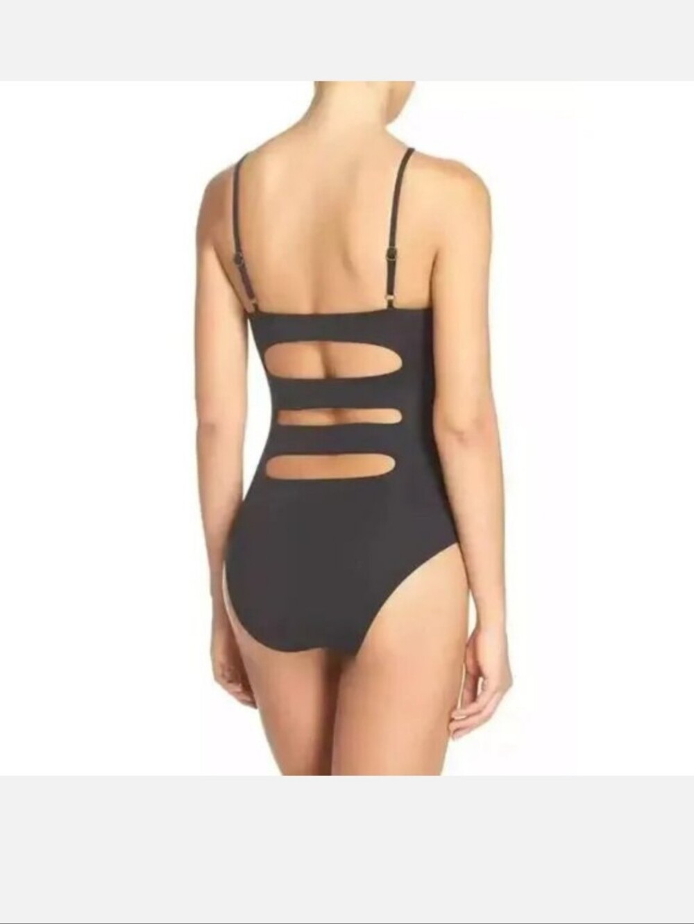Becca by Rebecca Virtue Black One Piece with Cut Out Keyhole Womens Size L - Picture 2 of 11